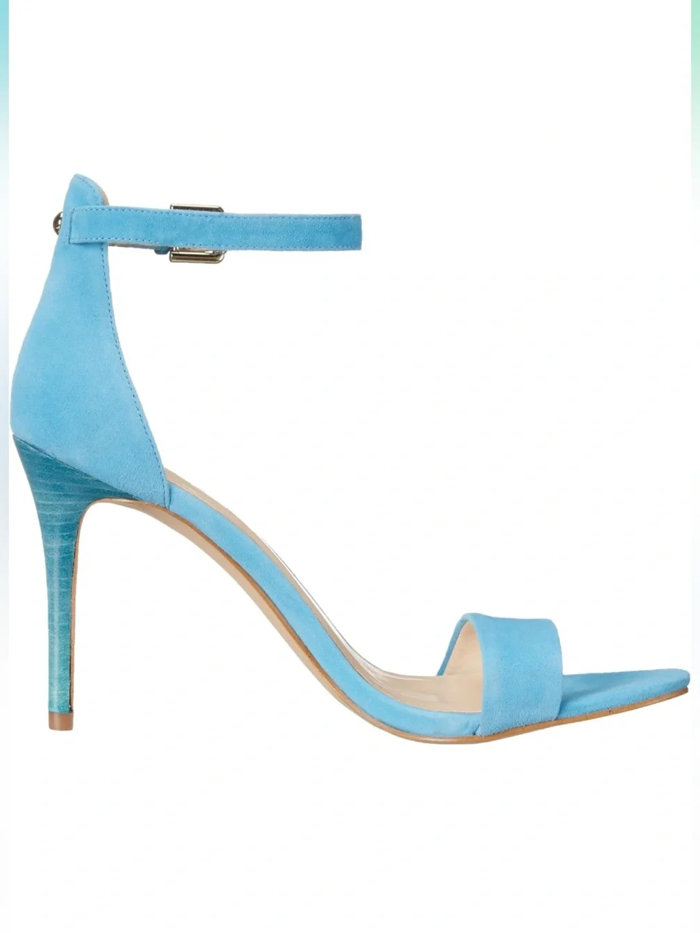 Nine West Mana Light Blue Suede Ankle Strap Stiletto Heels 8.5